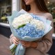 Букет 5 бело-синих гортензий
