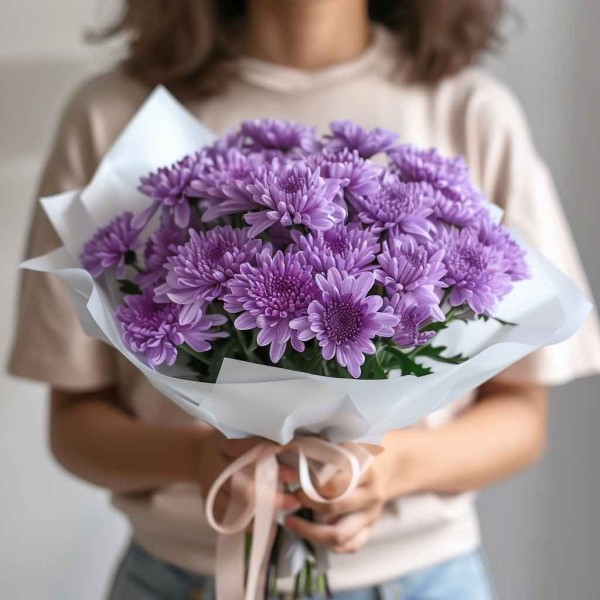 7 фиолетовых кустовых хризантем