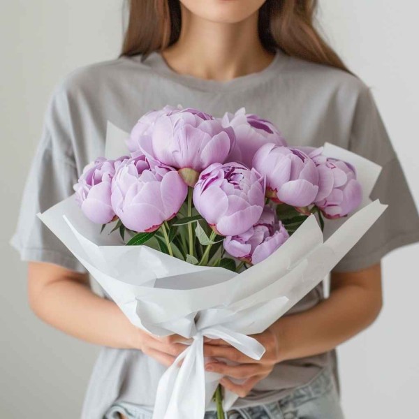 9 фиолетовых пионов