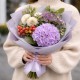 Букет 3 белых георгина с гортензией